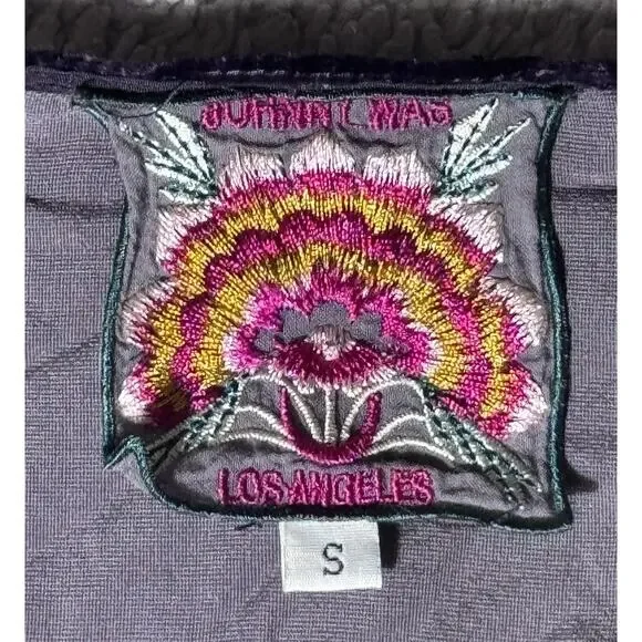 Johnny Was Silk Purple Velvet Canilla Floral Back Blouse Top S